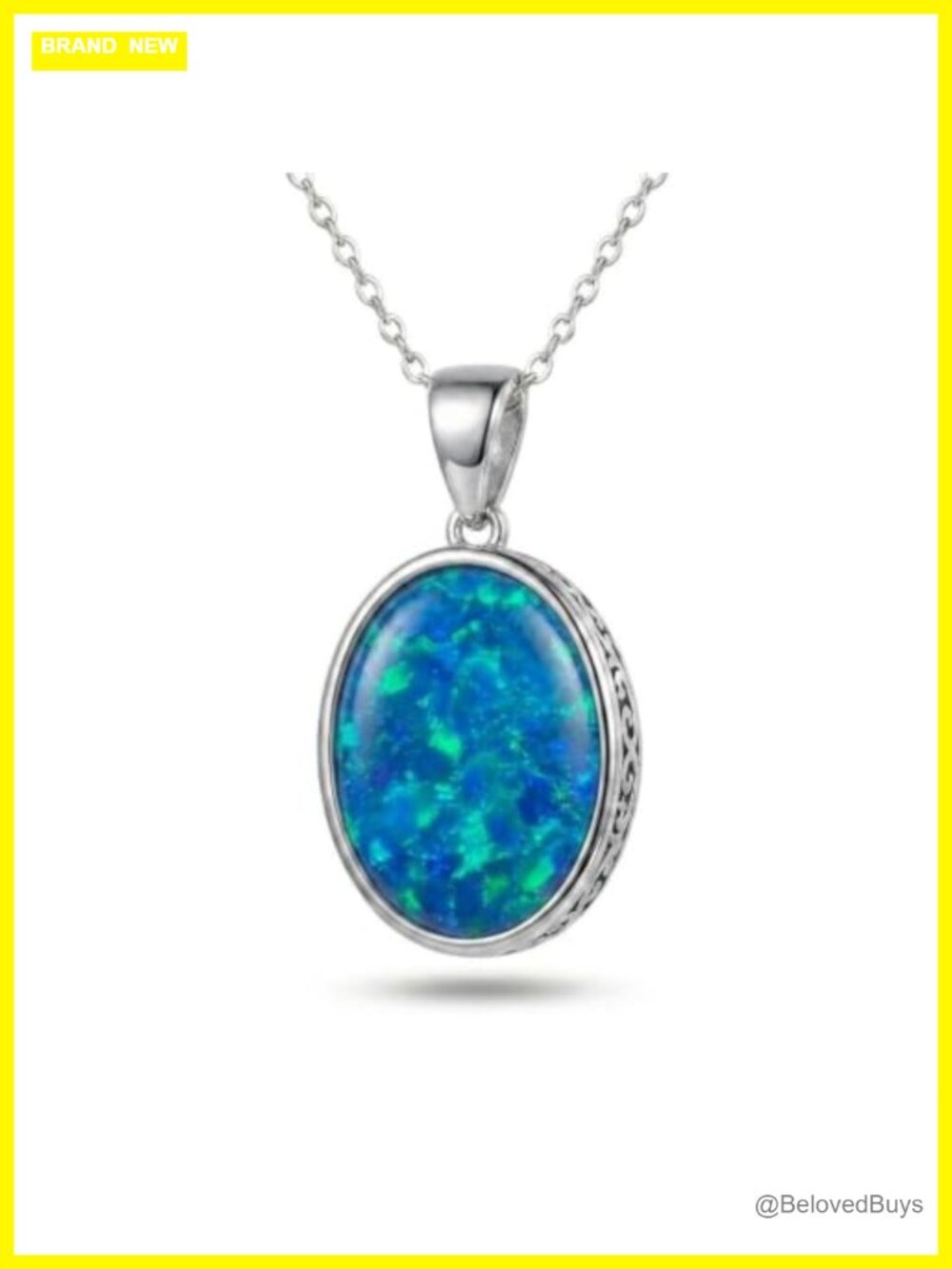925 Sterling Silver Oval Gemstone Pendant Necklace for Women Vintage Bezel Set